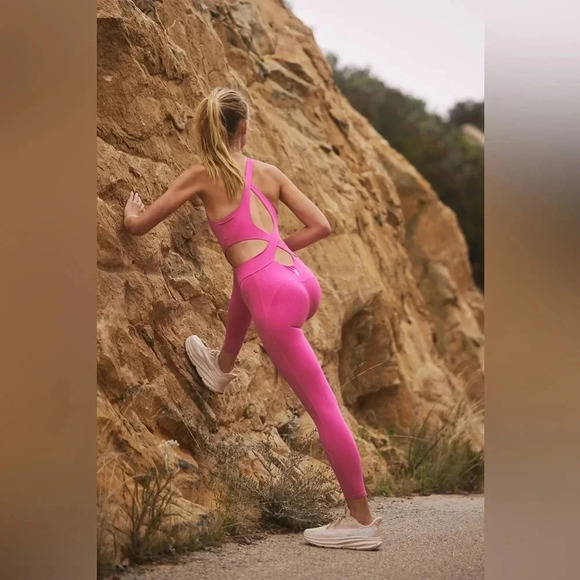 Free people movement Back it Up- Onesie Jumpsuit Dragonfruit size small NWOT - Picture 2 of 10